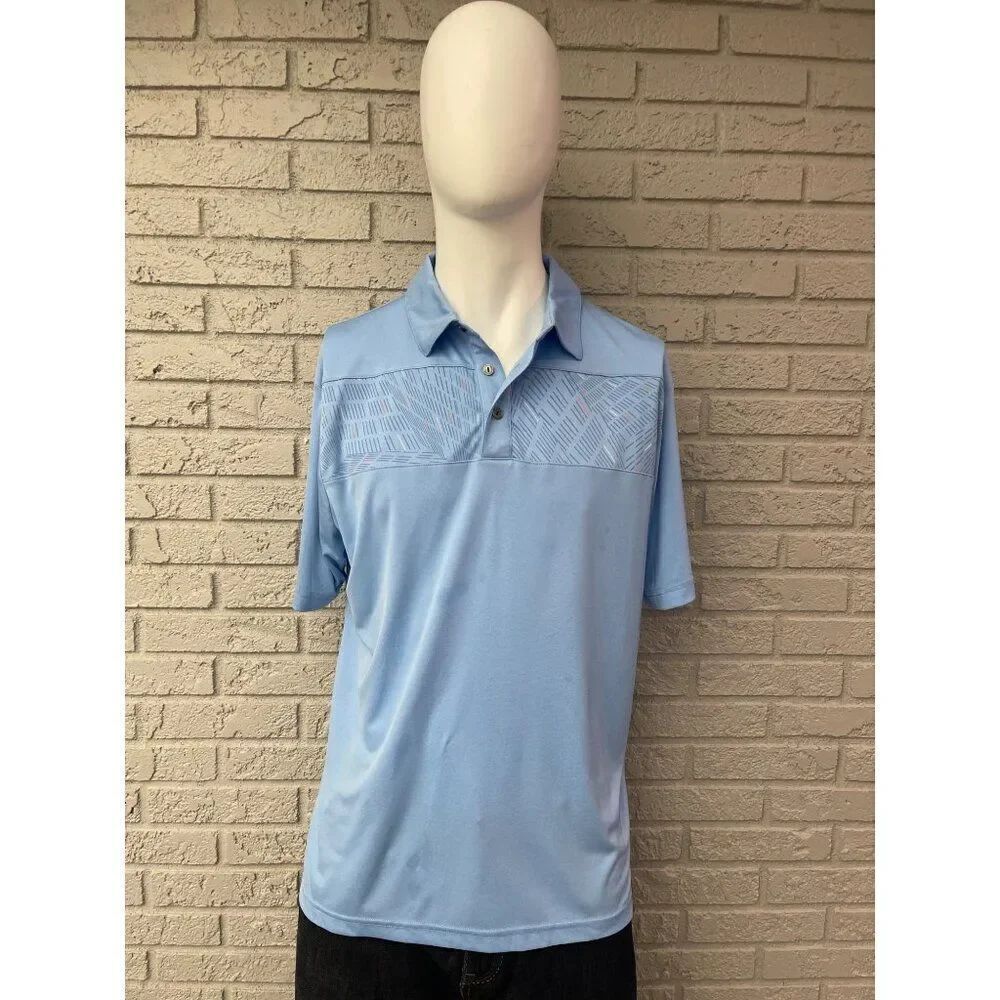 Ben Hogan Performance Golf Blue Short Sleeve Men Polo Shirt Size L